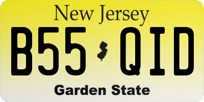 NJ license plate B55QID