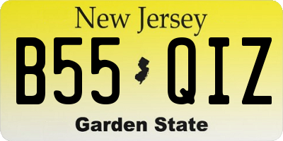 NJ license plate B55QIZ