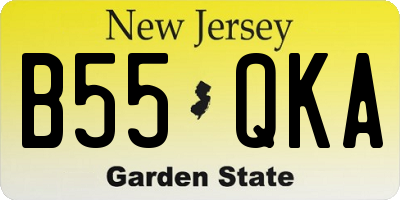 NJ license plate B55QKA
