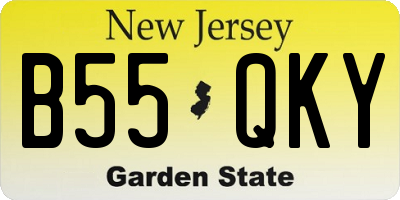 NJ license plate B55QKY