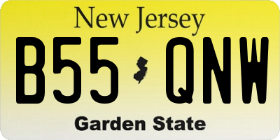 NJ license plate B55QNW