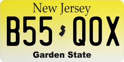 NJ license plate B55QOX