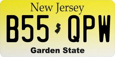 NJ license plate B55QPW