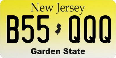 NJ license plate B55QQQ