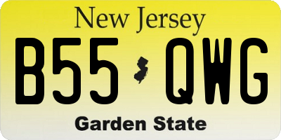 NJ license plate B55QWG