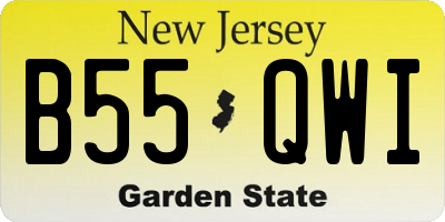 NJ license plate B55QWI