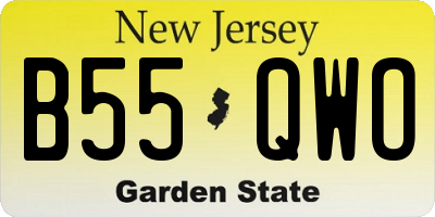 NJ license plate B55QWO