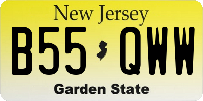 NJ license plate B55QWW