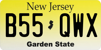 NJ license plate B55QWX