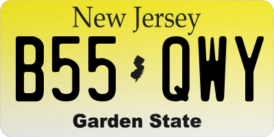 NJ license plate B55QWY