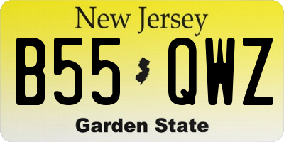 NJ license plate B55QWZ
