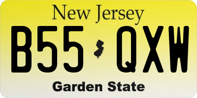 NJ license plate B55QXW