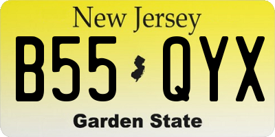 NJ license plate B55QYX