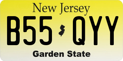 NJ license plate B55QYY
