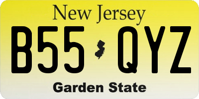 NJ license plate B55QYZ