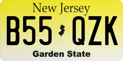 NJ license plate B55QZK