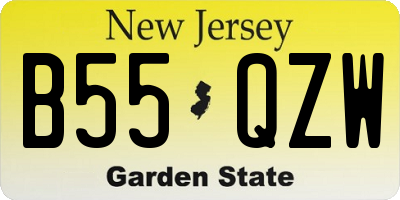 NJ license plate B55QZW