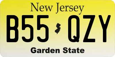 NJ license plate B55QZY