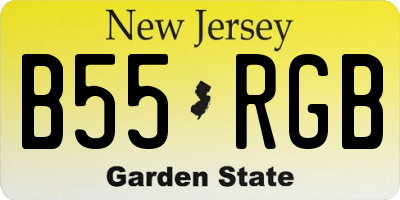 NJ license plate B55RGB