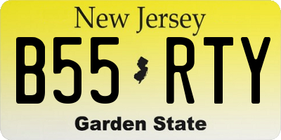 NJ license plate B55RTY