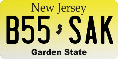 NJ license plate B55SAK