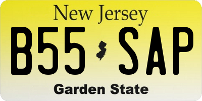 NJ license plate B55SAP