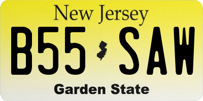 NJ license plate B55SAW