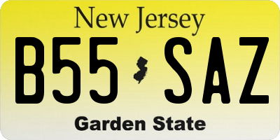 NJ license plate B55SAZ