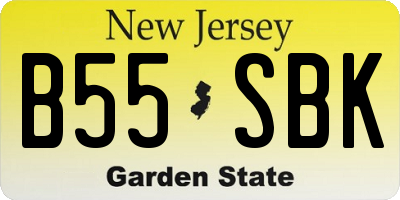 NJ license plate B55SBK