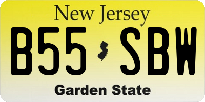 NJ license plate B55SBW