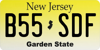 NJ license plate B55SDF