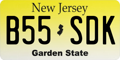NJ license plate B55SDK