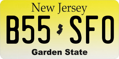 NJ license plate B55SFO