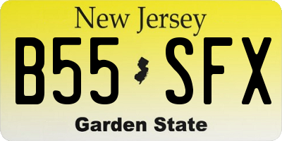 NJ license plate B55SFX