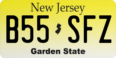 NJ license plate B55SFZ