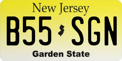 NJ license plate B55SGN