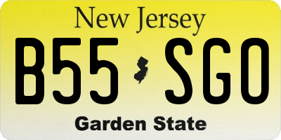 NJ license plate B55SGO