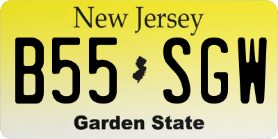 NJ license plate B55SGW