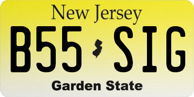 NJ license plate B55SIG