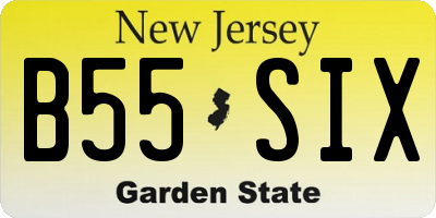 NJ license plate B55SIX