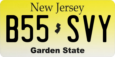 NJ license plate B55SVY