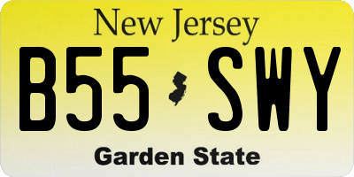 NJ license plate B55SWY