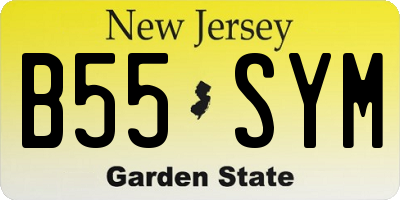 NJ license plate B55SYM