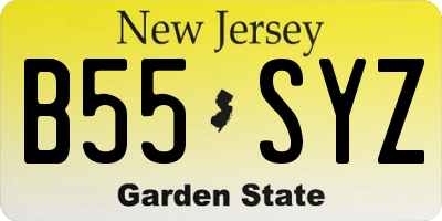 NJ license plate B55SYZ