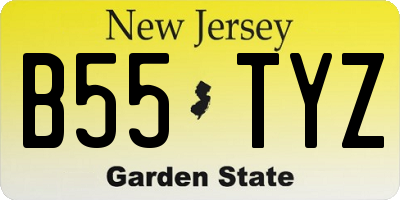 NJ license plate B55TYZ