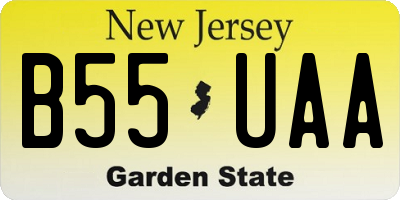 NJ license plate B55UAA