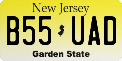 NJ license plate B55UAD