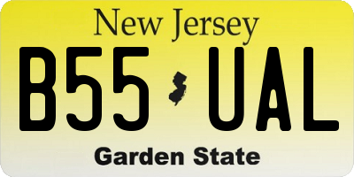NJ license plate B55UAL