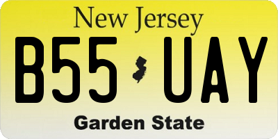 NJ license plate B55UAY