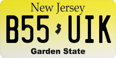 NJ license plate B55UIK